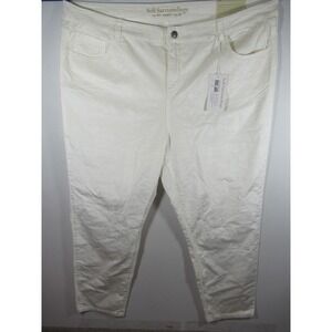 NEW Soft Surroundings Velvet Pants Plus Size 24W White Straight Leg Ankle Velour